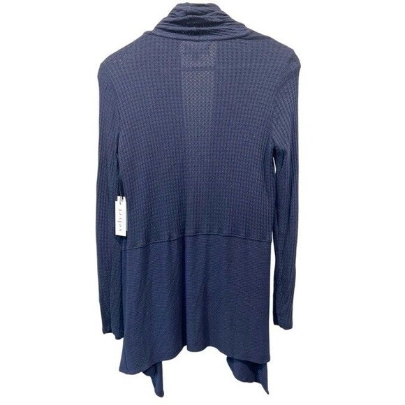 Velvet by Graham & Spencer Cardigan Womens Small Blue Waffle Knit Waterfall NEW - Picture 2 of 2